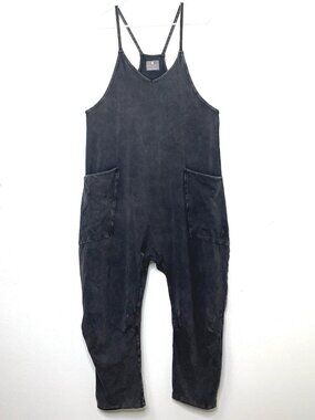 Free People FP Movement Jumpsuit BARREL PANT Onepiece XS Gray Black Boho Slouchy